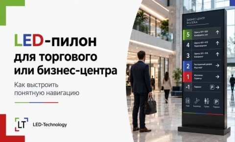 LED-пилон для торгового или бизнес-центра: как выстроить понятную навигацию